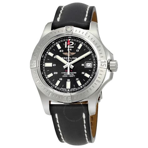 breitling colt 41 automatic black dial black rubber men's watch|breitling colt automatic model 41.